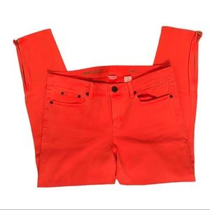 J. Crew orange ankle super-skinny stretch jeans 32